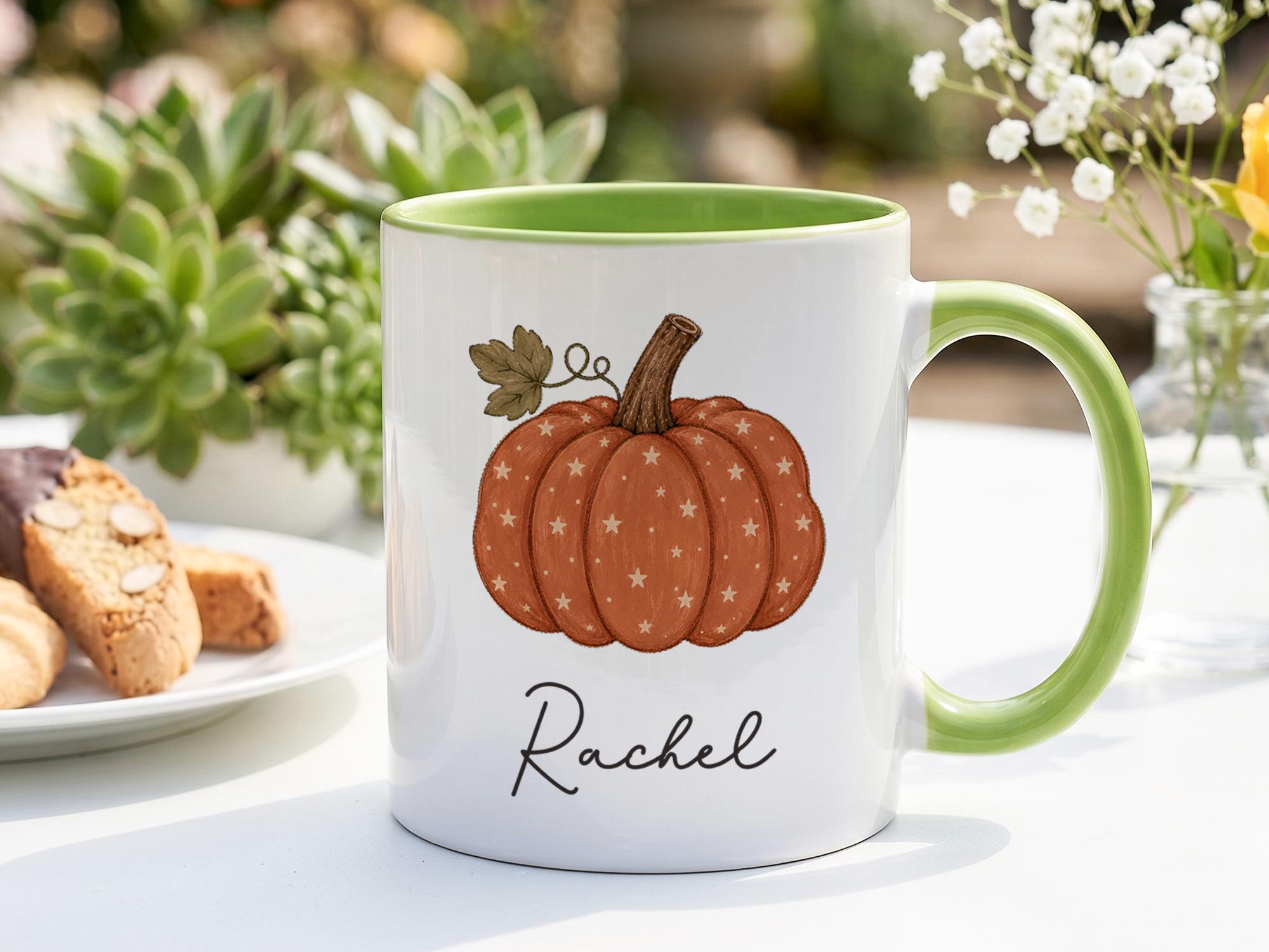 Personalized Pumpkin Mug, Cust - Coffee Tea Name 评论和价格